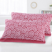 沐凡 纯棉枕巾 柔软透气加厚全棉情侣家用祥云枕头巾 一对 2条装 豆沙粉 50*75cm