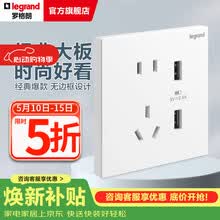 罗格朗（LEGRAND）开关插座面板 仕典系列玉兰白色86型暗装 五孔带双USB口充电 插座