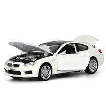 嘉业汽车模型儿童玩具车模合金仿真车可开门声光回力车儿童生日生日礼物 宝马M6-白色 1比32