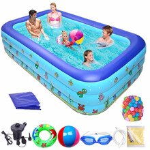 盈泰游泳池婴儿超大充气保温加厚儿童戏水池宝宝浴盆洗澡盆家用浴池浴缸 加厚2.6米三环平底标准套餐