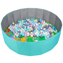 海洋球折叠池儿童家用男女宝宝沙滩玩具室内围栏婴儿决明子沙波波球 1.2米蓝池+爬行垫+200海洋球