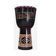 奇宝居非洲鼓12寸丽江手鼓12寸成年老山羊皮非洲鼓整木掏打击乐器 12寸黑色雕刻