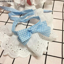 宠物围巾围嘴狗狗口水巾三角巾猫咪围脖饰品泰迪公主可爱蝴蝶结薄 天蓝色 XS-超小型