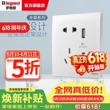 罗格朗开关插座面板 未莱系列陶瓷白色86型薄款暗装磨砂质感清单报价 10A五孔带双USB充电插