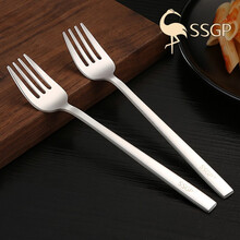 德国SSGP叁肆钢 304不锈钢叉子餐叉饭叉长柄甜品水果沙拉西餐主餐叉牛排叉子2支加长成人家用2支装