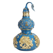 铜欣祥 铜葫芦摆件工艺品客厅办公室家居装饰品乔迁开业礼品 高30厘米 重约6斤 （蓝）