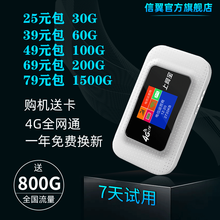 信翼全网通4G随身wifi便携路由器移动无限流量免插卡usb无线卡托电信笔记本手机车载mifi上网宝 全网通彩屏增强版（3000毫安） 电信1200G一年累积