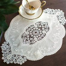 泰绣 欧式餐垫蕾丝盘垫咖啡杯垫ins 桌垫隔热垫现代简约西餐盘垫饰品巾 白色 30*45cm