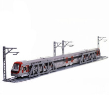 合金声光回力车模 开门仿真合金火车模型合金东风火车车厢内燃机车儿童玩具合金火车模型 双层地铁四节带电车轨道