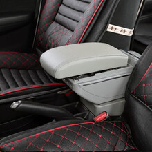 13-2021款大众新桑塔纳捷达VA3扶手箱免打孔专用改装中央手扶箱配件18 17 16 15 20 双层升高7USB充电款-灰色 新捷达桑塔纳出租车/出租版