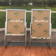 酒店L脚指示牌 立式 不锈钢 海报架子 水牌广告牌展示架落地水牌 60x80L型加厚款（银白色） 海报尺寸55*75