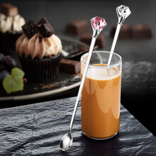 曼迪凯waideecia 勺子 长柄 咖啡勺搅拌勺调料勺甜品勺304不锈钢小勺子欧式小奢华冰勺 水晶色 / 单支装(304钢)