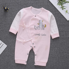 蜓籽（tingz）新生儿衣服0-3个月纯棉卡通春夏秋四季初生宝宝蝴蝶衣开裆哈衣夏季婴幼儿连体爬服内衣 仙人掌粉色 59cm（2-4月）