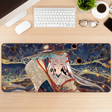 黑狼（Black Wolf）鼠标垫超大加厚锁边动漫风游戏键盘垫定制订做男女个性办公电脑桌垫 阴阳师和服 400x900x3mm