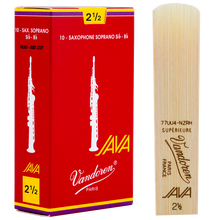 弯德林（Vandoren） 法国 进口 高音 萨克斯哨片 JAVA 红盒 降B 弯得林 高音直管哨片 2.5号一盒（10片）