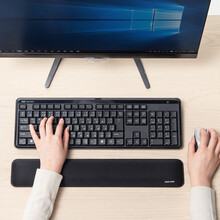 SANWA SUPPLY 人体工学鼠标垫护腕 手枕 手腕垫 布面 海绵填充 防滑底 14/15/16 L号 长款（453mm）