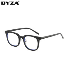 百飒(BYZA)防辐射眼镜 男女款黑框防蓝光平光镜复古时尚眼镜架电脑手机护目镜可配度数近视眼镜 砂黑框