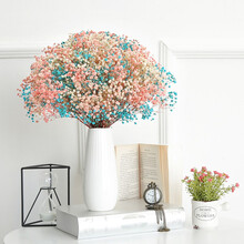 云南满天星干花花束家居摆设小清新客厅装饰鲜花插花真花插花昆明花卉基地直发 大束三色满天星（白+蓝+粉）+白色陶瓷花瓶