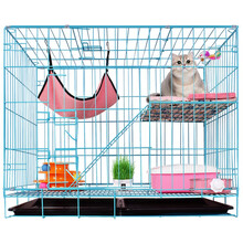 【时效无忧 加粗加密】憨憨宠 猫笼 侧开门折叠猫笼子猫别墅双层三层猫舍猫窝宠物猫咪用品大号龙猫笼子 蓝色 700双层