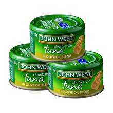JOHN WEST 西部约翰 三文鱼罐头 金枪鱼罐头即食健身95g三明治沙拉饭团材料 烟熏 金枪鱼 三罐橄榄油浸金枪鱼95g