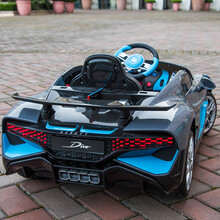 新款布加迪授权儿童电动汽车四轮遥控宝宝玩具车可坐人男女小孩跑车婴儿 入门版【抛光灰】双驱+塑料轮