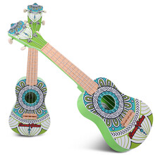 六美 尤克里里民谣小吉他四炫真丝成人儿童初学者入门乐器 四弦胶丝57cm-古典印花(送教程背带拨片)