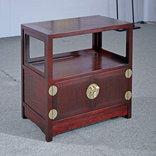 贡艺名居 红木家具血檀（学名：染料紫檀）茶几实木茶水架小茶桌中式置物架小柜子角几餐边柜 长68*宽45*高68