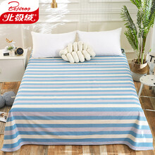 北极绒 凉席 老粗布凉席床单单件 粗布被单子可水洗可折叠双人床席子 条纹蓝230*250cm1.5/1.8米床