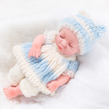 仿真娃娃毛绒玩具婴儿女孩全软胶洋娃娃逼真睡眠会说话唱歌的重生假娃娃公仔玩偶 275-6闭眼 蓝毛绒（男娃） 彩盒装+248声版