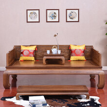 慢象红木家具非洲鸡翅木（学名：非洲崖豆木）实木罗汉床明清古典 中式仿古床榻 草龙罗汉床贵妃床美人榻 长208*宽108*坐高48cm(总高85cm)