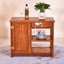 慢象红木家具缅甸花梨（学名：大果紫檀）茶水柜餐厅餐边柜实木新中式歺边柜备餐柜茶叶柜储物柜收纳柜玄关柜 柜左：长80*宽38*高68cm