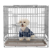 【咬断包赔】贝尼熊 狗笼子小型犬泰迪博美比熊笼子狗房子  银色60X42X55cm