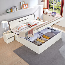 全友家居 现代简约卧室高箱床环保双人床床头柜套装122701  高箱床+床头柜*2+床垫 1800*2000