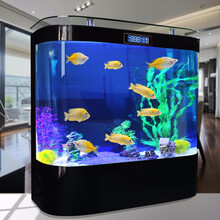 家美奇双圆形生态水族箱现代简约玻璃金鱼缸落地双弧亚克力包边家用客厅背过滤免换水静音节能送货入户 黑色 长100cm宽50cm高138cm升级侧边一键排水
