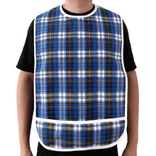 屁屁乐（PiPiLe） 老人吃饭围兜卧床成年人病人口水兜大人围嘴食饭兜防水老年人饭兜吃饭兜 2层蓝格围嘴 45*90