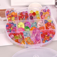 儿童串珠手工diy制作材料宝石玩具手链项链女孩穿珠礼物益穿珠子 透明猫盒亚克力宝石套装 送材料包