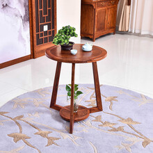 慢象红木家具非洲花梨（学名：刺猬紫檀） 茶几实木新中式泡茶简约桌圆形边桌小茶几小户型客厅阳台喝茶桌 A款：直径55*高66cm