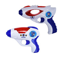儿童警察玩具枪电动声光投影宝宝玩具枪声光音乐卡通玩具小枪2-6 警圆+5805=两把 含电池