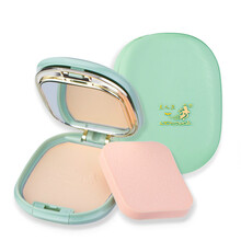 美人鱼粉饼干湿两用定妆粉清爽滋润保湿象牙白红色绿色黄色盒女 绿色盒(自然色)适合油皮