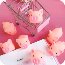 创意礼卡通软萌可爱粉色小猪玩具发泄整人捏捏叫戏水玩具软妹学生用品女 一套10只