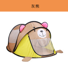 迪士尼品牌官方旗舰新款儿童帐篷游戏屋室内外男孩女孩公主小房玩具城堡防蚊帐子分床神器大童睡觉可攀爬 灰熊