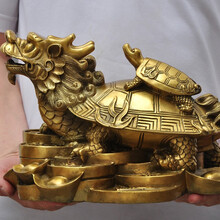黄铜龙龟风水摆件招财八卦龙头龟公司店铺办公室桌工艺品乔迁礼品 1#龙龟