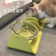 熹宠（XiChong）15°倾斜角猫碗猫盆保护颈椎斜口宠物双碗猫咪猫粮狗狗盆狗碗狗猫食盆用品斜角碗 猫食盆斜口【竹叶嫩青】 1个