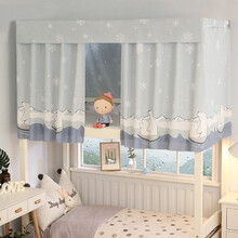 HOUSEGO 宿舍床帘 物理遮光布上铺大学寝室男下铺女ins北欧风床帘简约现代帘子支架另售 【雪山熊】 2片+防尘顶 2米长*1.35高