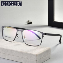 Goger谷戈防蓝光眼镜防辐射眼镜电脑手机护目近视配度数商务金属型男变色 合金镜框+TR柔软镜腿 配1.56防蓝光镜片(建议0-300度)