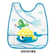 围嘴饭兜老年人可爱个性时尚防水防漏老人吃饭围兜韩版大号 蓝色