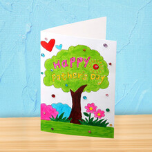 父节纸质手工贺卡儿童幼儿园diy涂色绘画节日祝福感谢卡 大树