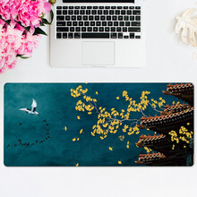 镇魂歌 鼠标垫超大号中国风宫廷锁边电竞游戏键盘垫电脑桌垫加厚定制国潮古典家用办公桌面垫 苍翠孤鹤顶 500x1000x5mm