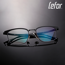 Lefor乐放潮流黑框近视眼镜男 商务休闲时尚大方框 1.67非球面防蓝光防辐射镜片 黑配银