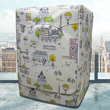 洗衣机罩 通用防水防晒防尘套西门子适用海尔波轮全自动滚筒洗衣机保护罩印花布艺防尘罩 童话之旅 拉链款 M 中码